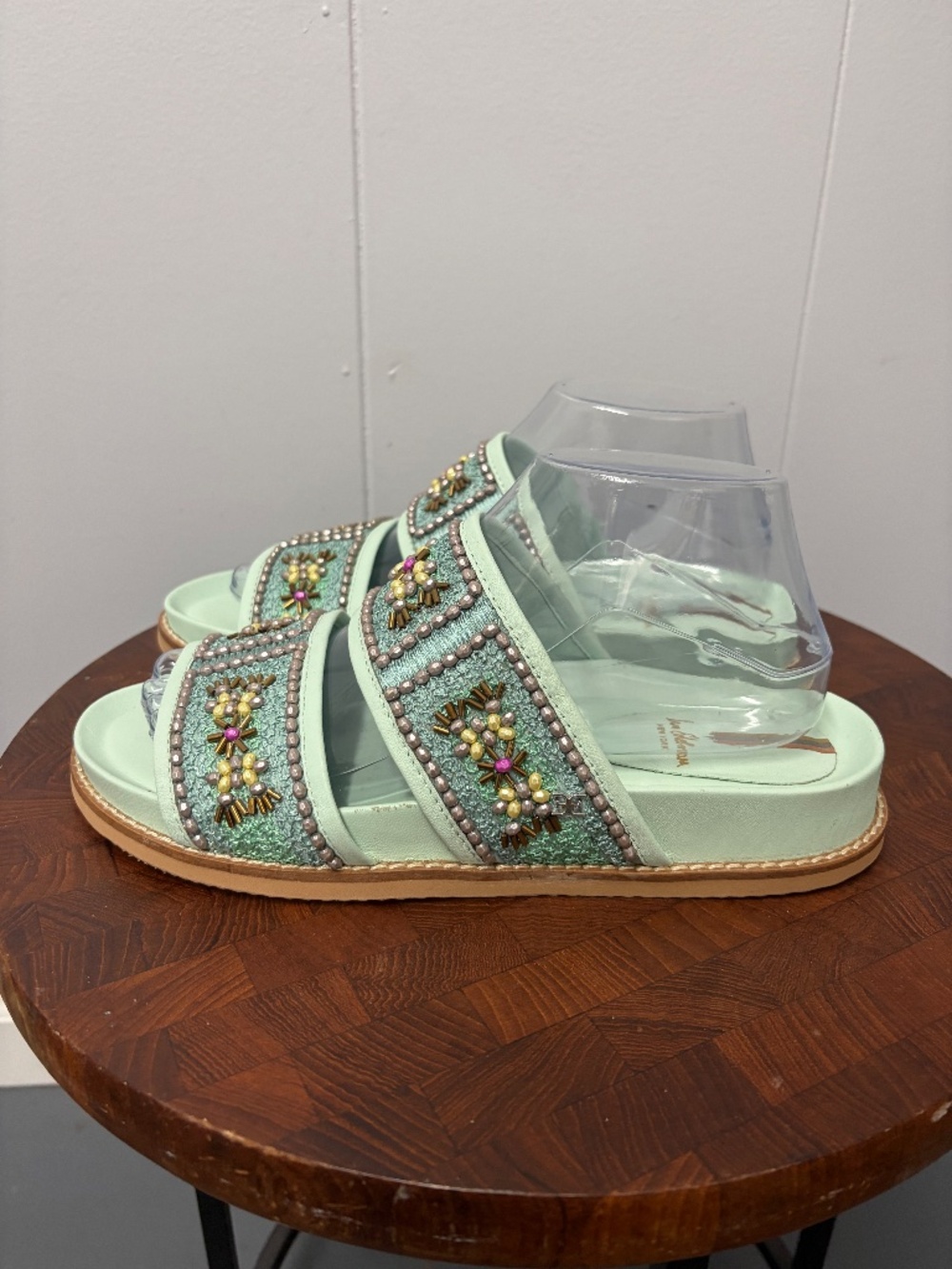Sam Edelman Otto Mint Leather Beaded Accents Sandals Women's Size 8M - Picture 7 of 10